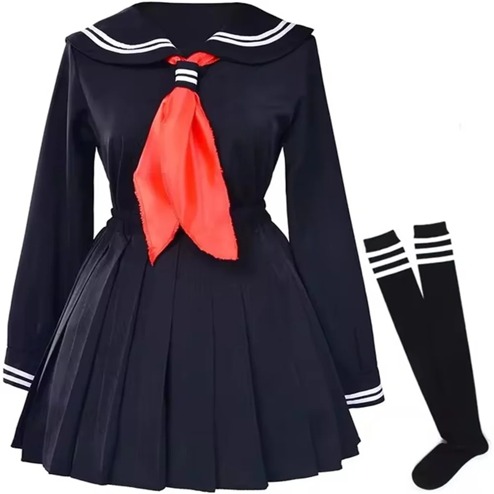 Clássico japonês escola meninas vestido de marinheiro camisas uniforme anime cosplay trajes com meias conjunto