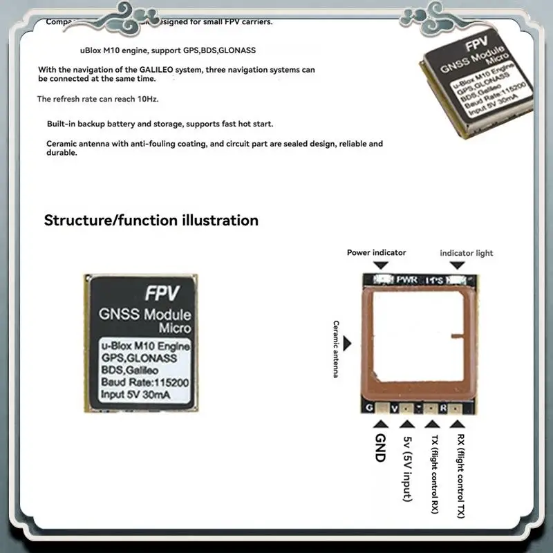 Premium For RUSHFPV GNSS Micro M10 GPS Module Built-In  Antenna For RC FPV Freestyle Drone DIY Parts
