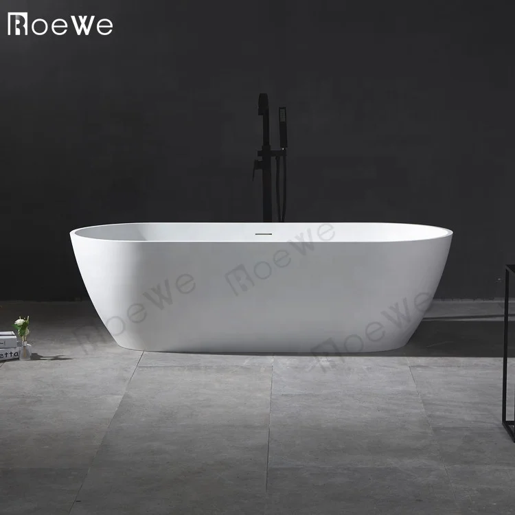 Oval Shape Artificial Stone Bathtubs Solid Surface Freestanding Bathtub Resin Cast Stone Bath Tub Soaking Matt Tubs
