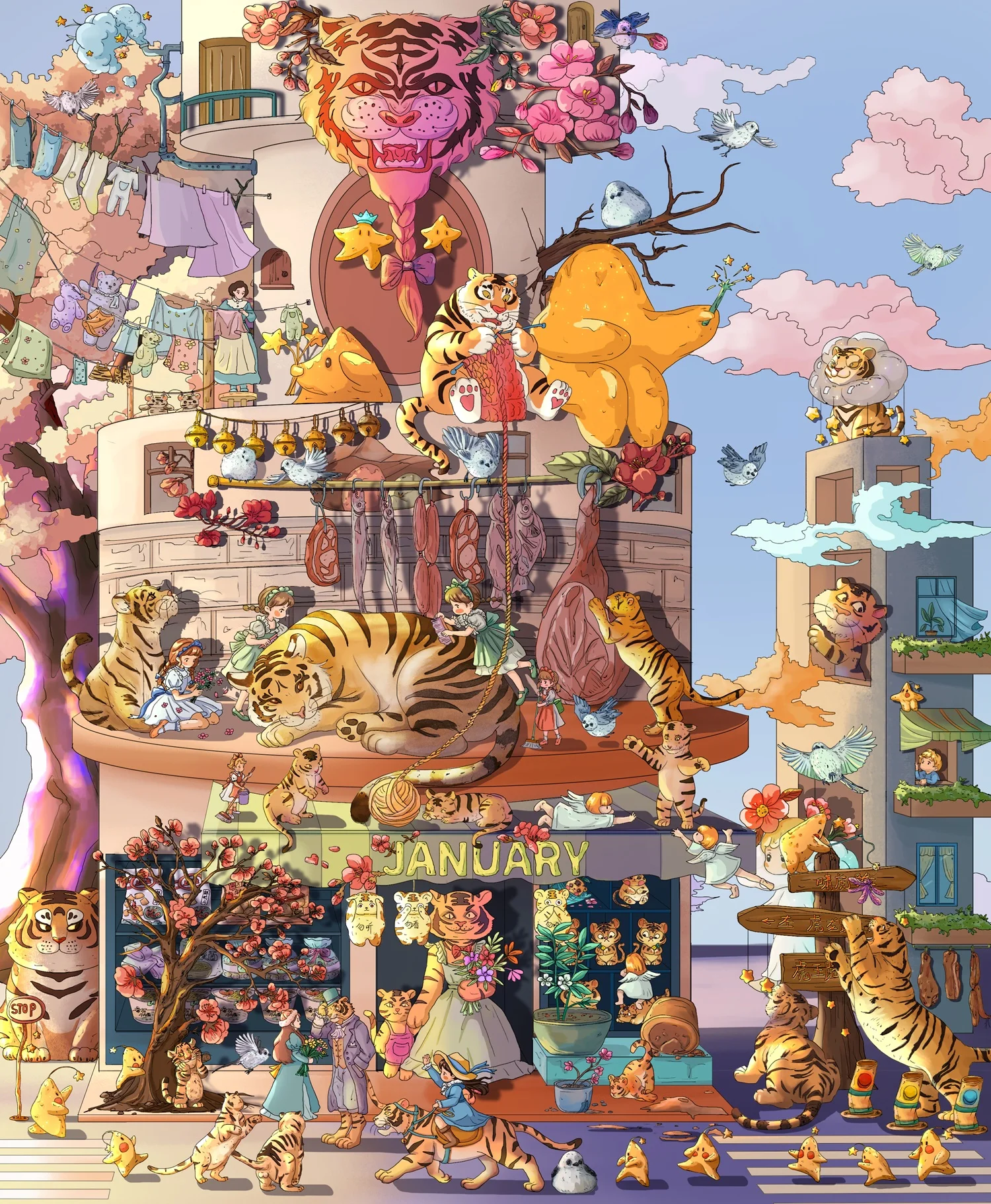 

Chinese Style Glossy Film Decal for Scenery 7.0 Zodiac Series Decorative Scene Stickers Fun Journal Zodiac Themed Room Decor