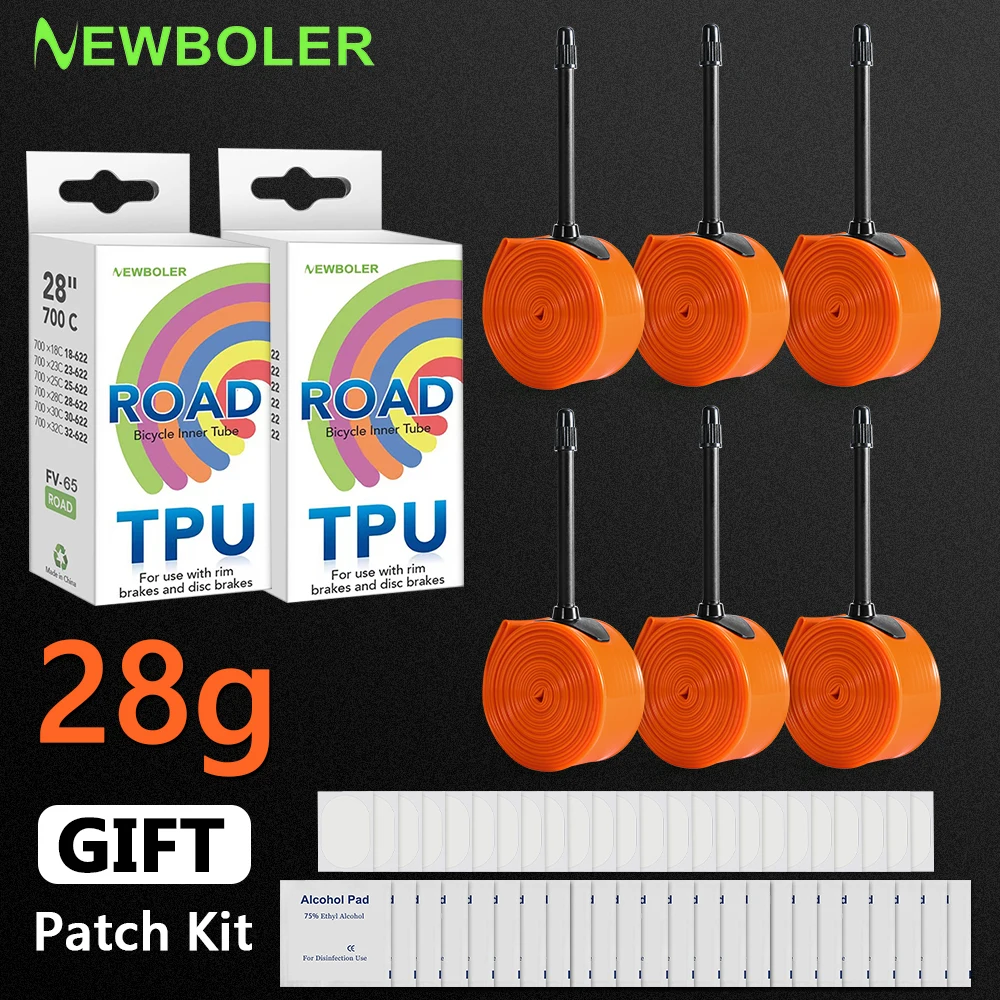 NEWBOLER Bike TPU Inner Tube 700c 18 25 28 32 Road Bicycle TPU Material Tire 65mm Length French Valve lightweight tube