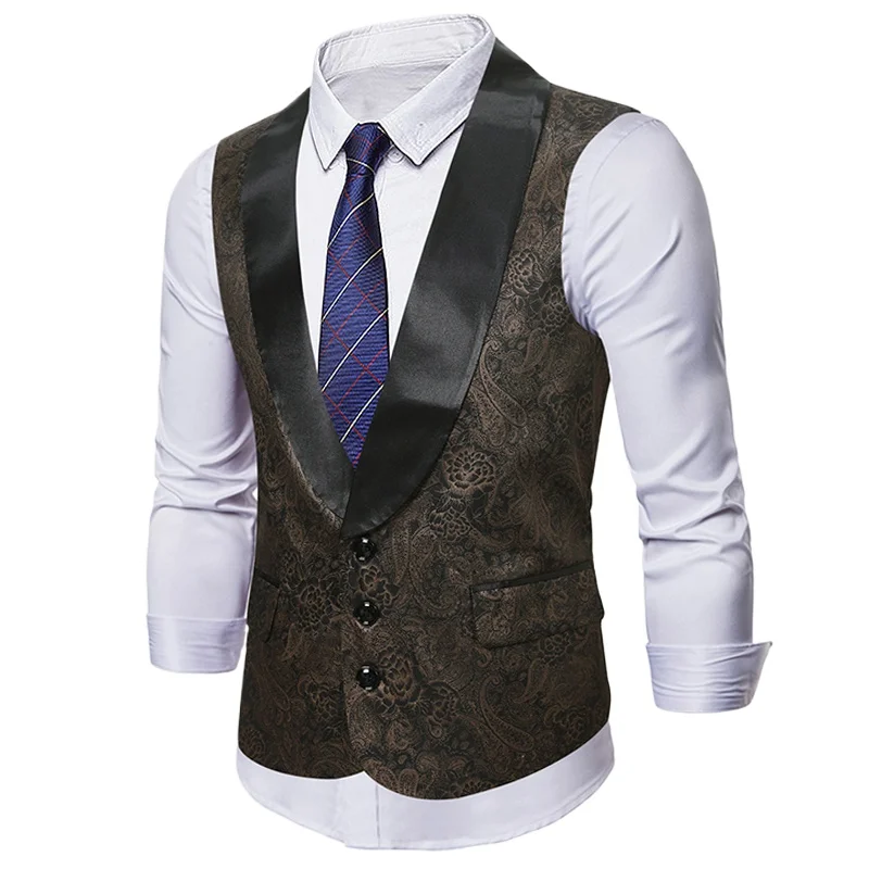 

Men Suit Vest Chaleco Vintage Hombre Waist Coat Steampunk Paisley Floral Print Gilet Costume Homme De Luxe Mens Party Dress Vest