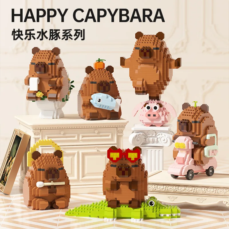

Happy Capybara Building Blocks Educational STEM Toy for Kids Creative Assembly Model Gift