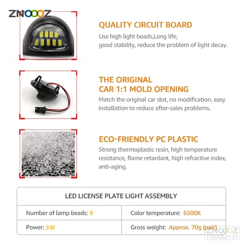 Imagen 2 del producto Luces LED para matrícula, conjunto de lámpara de luz con etiqueta para Ford F150 F250 F350 Super Duty Ranger Explorer Bronco Excursion Expedition