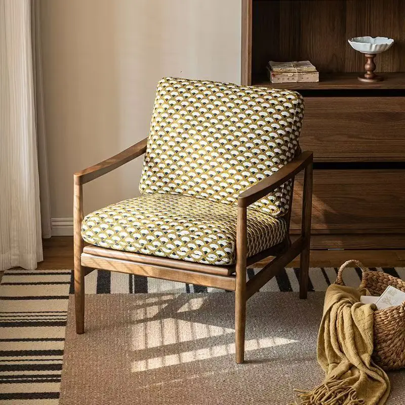Ancient single sofa chair, living room balcony, high-end homestay, antique designer leisure chair single chair
