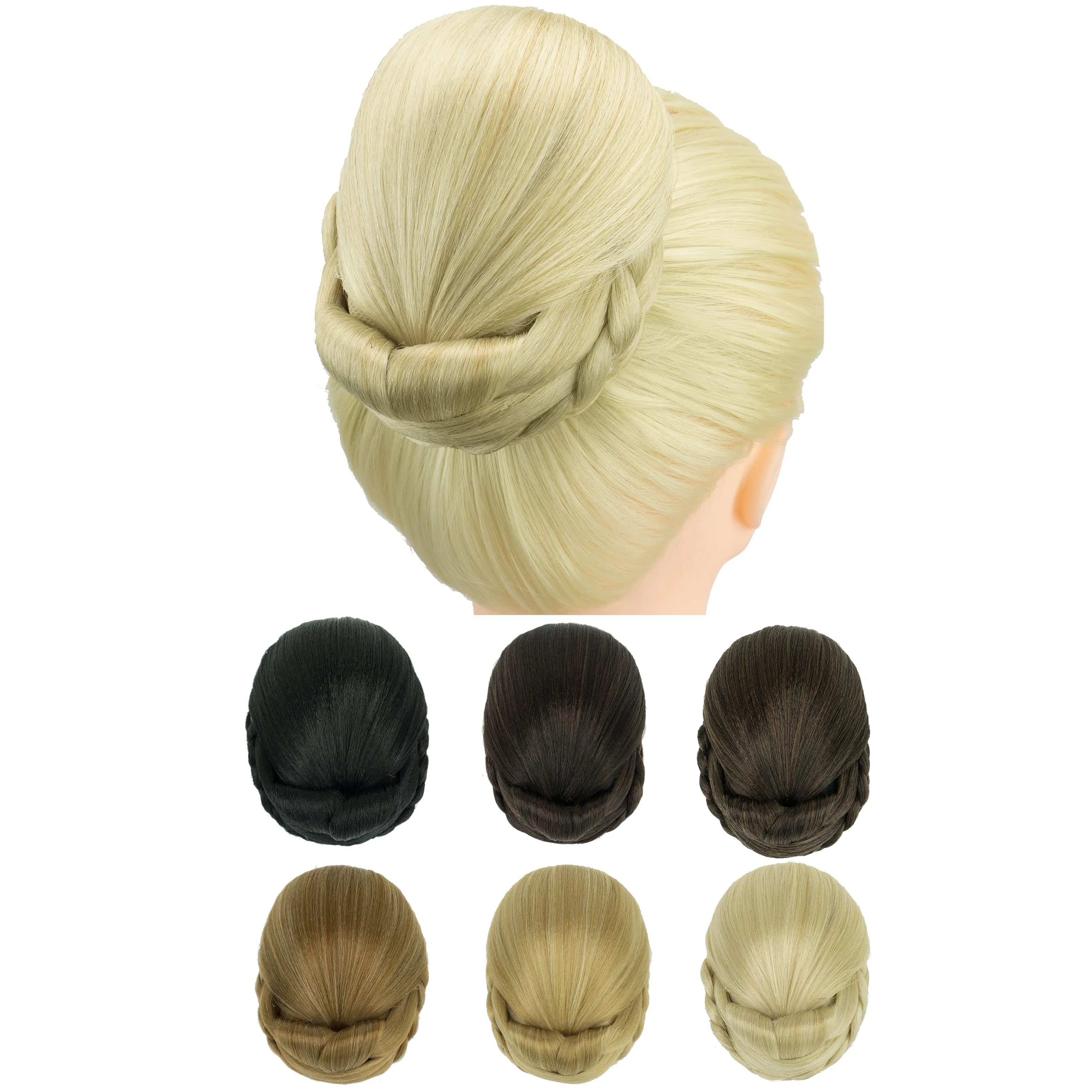 

Soowee Blonde Braided Chignon Dancer Hair Cover Donut Hairpieces Scrunchies Hair Bun Wig Clips Updo Headwear for Women