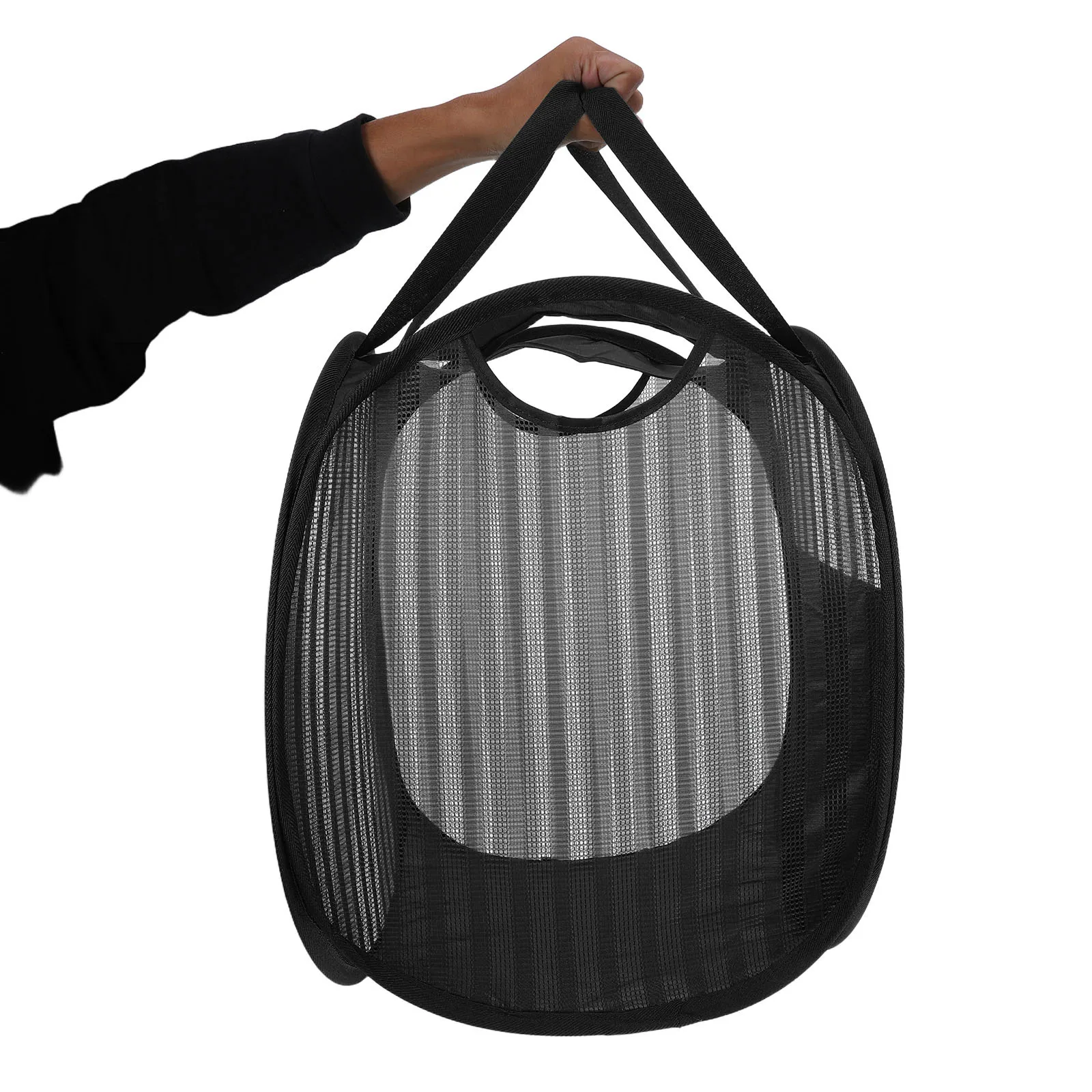 

Folding Mesh Laundry Hamper Bag Pop Up Dirty Clothes Basket Side Handles Wide Opening Foldable Breathable Space Saving Home Dorm