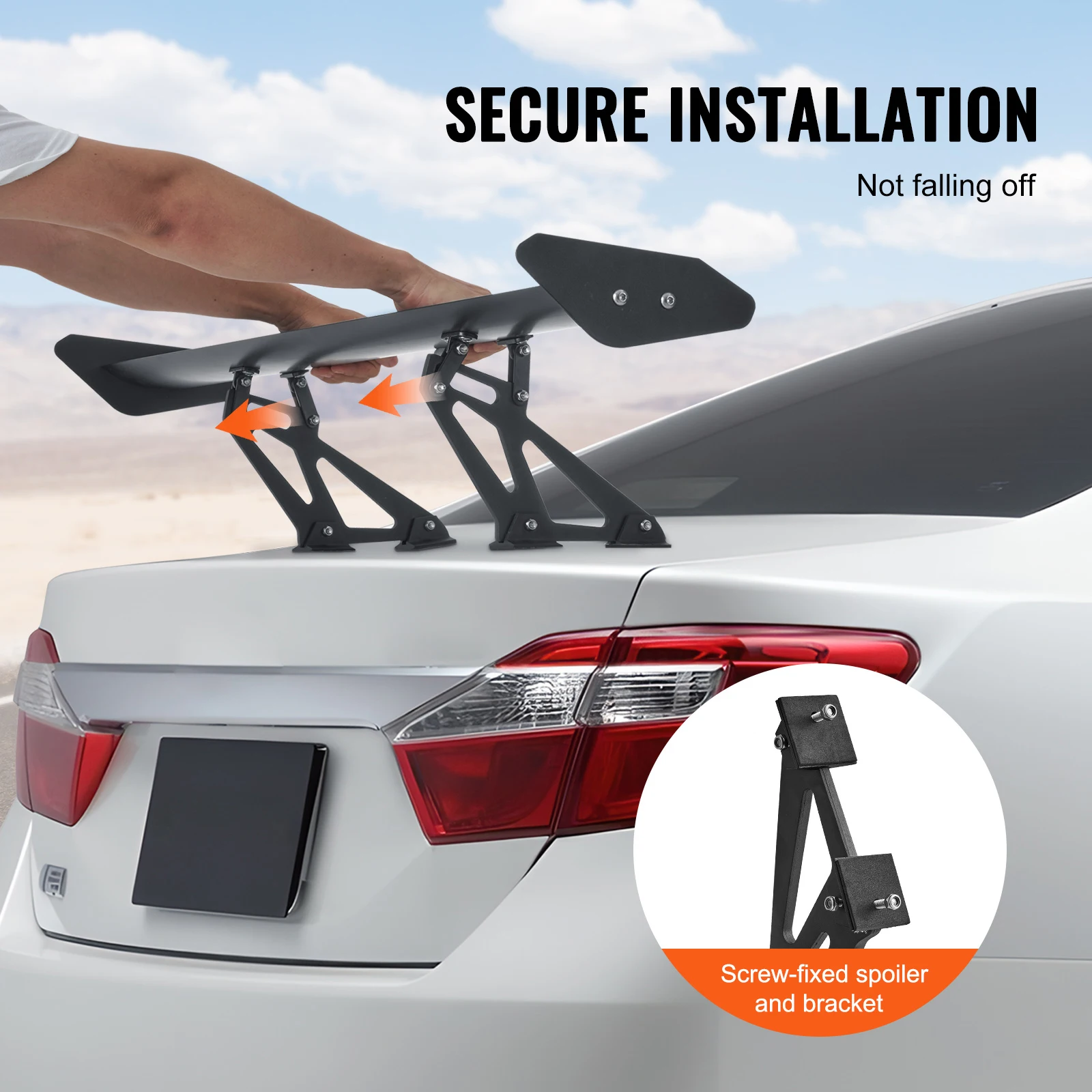 VEVOR GT Wing Car Spoiler 43.3 inch Universal Spoiler with Single Deck Adjustable Lightweight Aluminum Car Rear Spoiler Wing