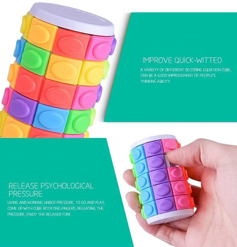 Children's Colorful Puzzle 3D Magic Tower Corn Cube Cylindrical Magic Tower Rotating Creative Intelligence Stress Relief Toy