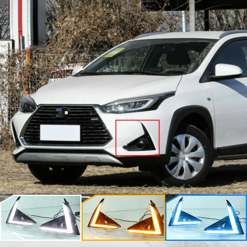 

2 шт. светодиодные дневные ходовые огни DRL + противотуманные фары дневного света для Toyota YARiS X 2020 — аксессуар для передних автомобильных фар дальнего света