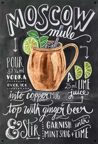 Moscow Mule Recipe Novelty metal sign, 12 x 8 Wall Art