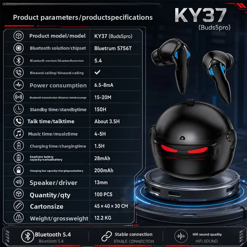 Wireless Bluetooth Earbuds TWS 5 Pro Gaming Headphones Noise Cancelling In-Ear Design For Gaming And Music