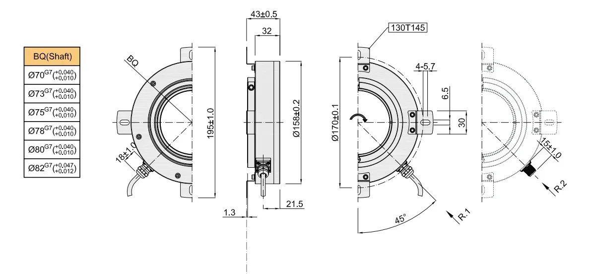 Large Aperture Max 82mm Push Pull Optical Encoder Resolution up to 80000ppr Incremental Encoder Rotary K158