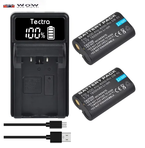 1600mAh KLIC-8000 Battery/Charger for Kodak Z1012 is, Z1015 is, Z1085 is Z1485 is, Z612, Z712 is, Z812 is, Z8612 is