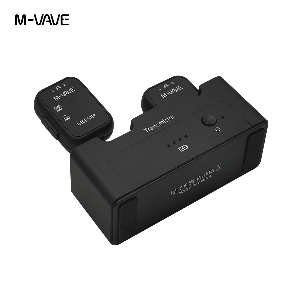 ﻿   M-VAVE WP-12 2.4 جيجا هرتز نظام مراقبة لاسلكي داخل الأذن واحد إلى اثنين نظام نقل الأذن اللاسلكي ملحقات الجيتار