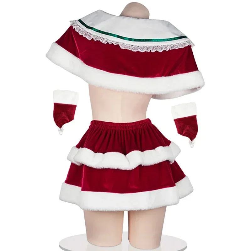 Christmas Uniform Cute Girl Santa Claus Dress Outfits Cosplay Costume Xmas Top Skirt Gloves Clothes New Year Role Play Underwear