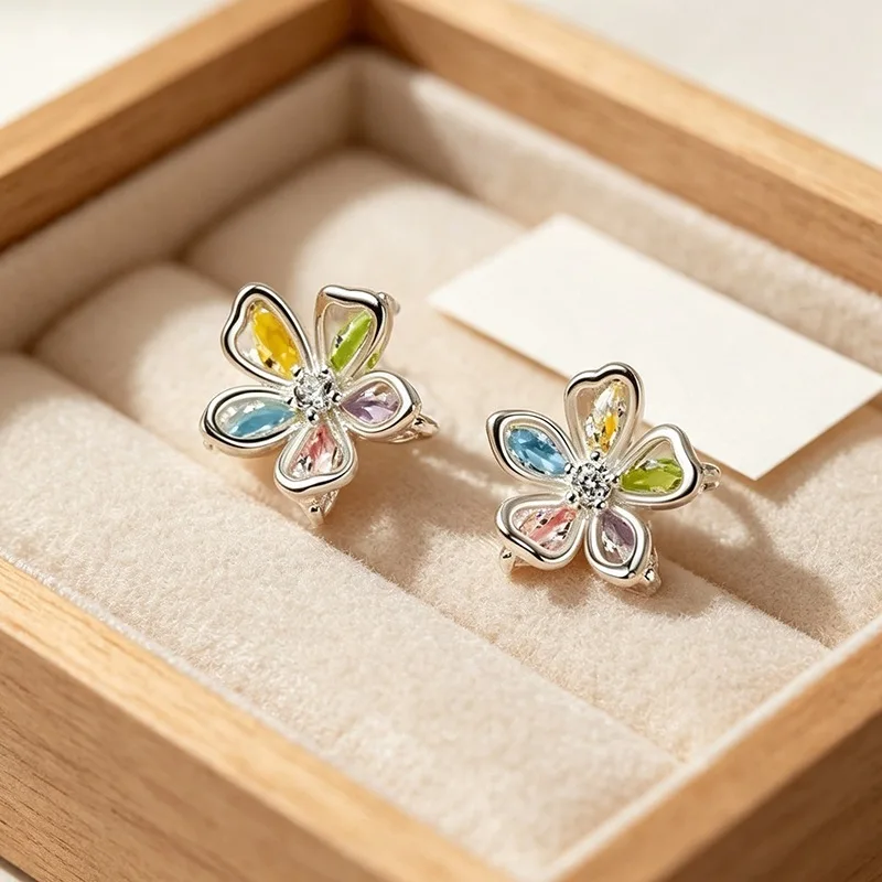 GANPUP Elegante Zirkonia-Perlen-Blütenblätter-Ohrstecker für Damen, Modischer Schmuck, Geschenk für Party und Hochzeit – Detail 2