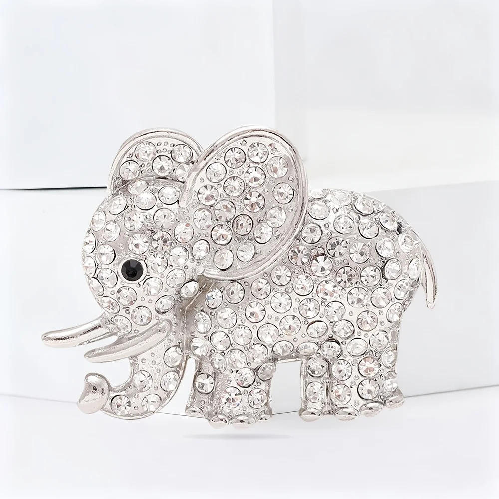 Cute ladies elephant styling brooch, full of rhinestone three-dimensional baby elephant design, daily clothing/clothing decoration, all-match men and women exquisite personality brooches, birthday, Mother's Day and graduation season gifts