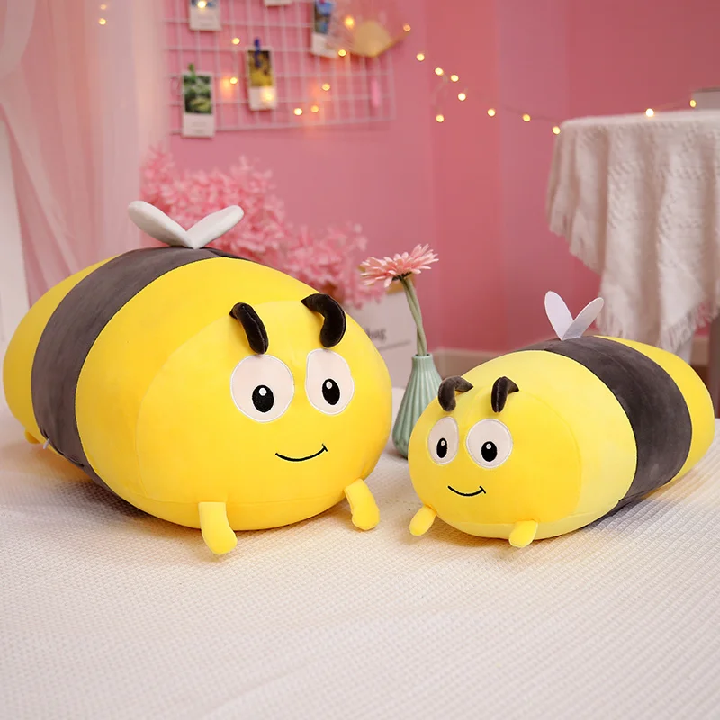 Kawaii Insect Plush Toy Stuffed Soft Red Ladybug Bee Doll Huggable Pillow Room Decor Back Cushion Cute Children Birthday Gifts