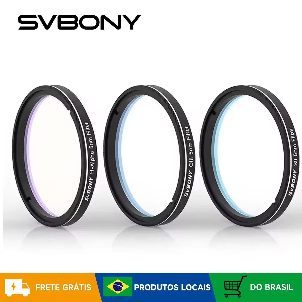 Svbony SV227 Filtro de 2/1,25 polegadas 5nmH-Alpha SII-CCD OIII-CCD Banda Estreita para Telescópio Astronômico Fotografia Planetária de Espaço Profundo