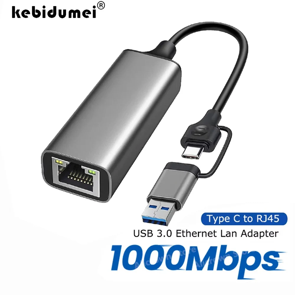1000Mbps USB Type C Ethernet Adapter USB 3.0 Netwerkkaart naar RJ45 Lan Bedrade Adapter Converter Lan Netwerk Hub voor PC Windows