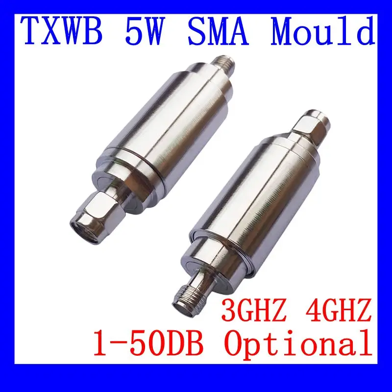1Pcs 5W SMA Type Attenuator DC-3Ghz/4Ghz 1/2/3/5/6/10/15/20/30db/40/50db SMA RF coaxial Power plug Male to jack Female 50ohm