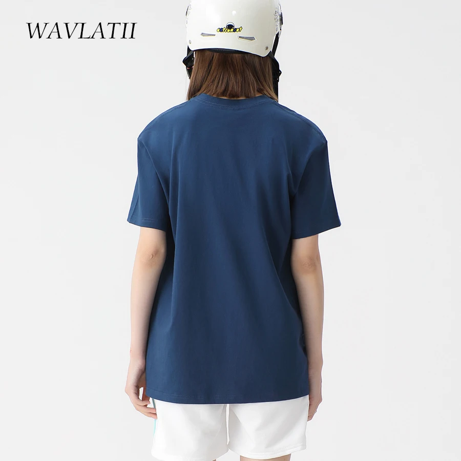 WAVLATII Women New 100% Cotton Solid T shirts Female Pink White Casual Summer Tees Lady Oversized Short Sleeve Tops WT2401