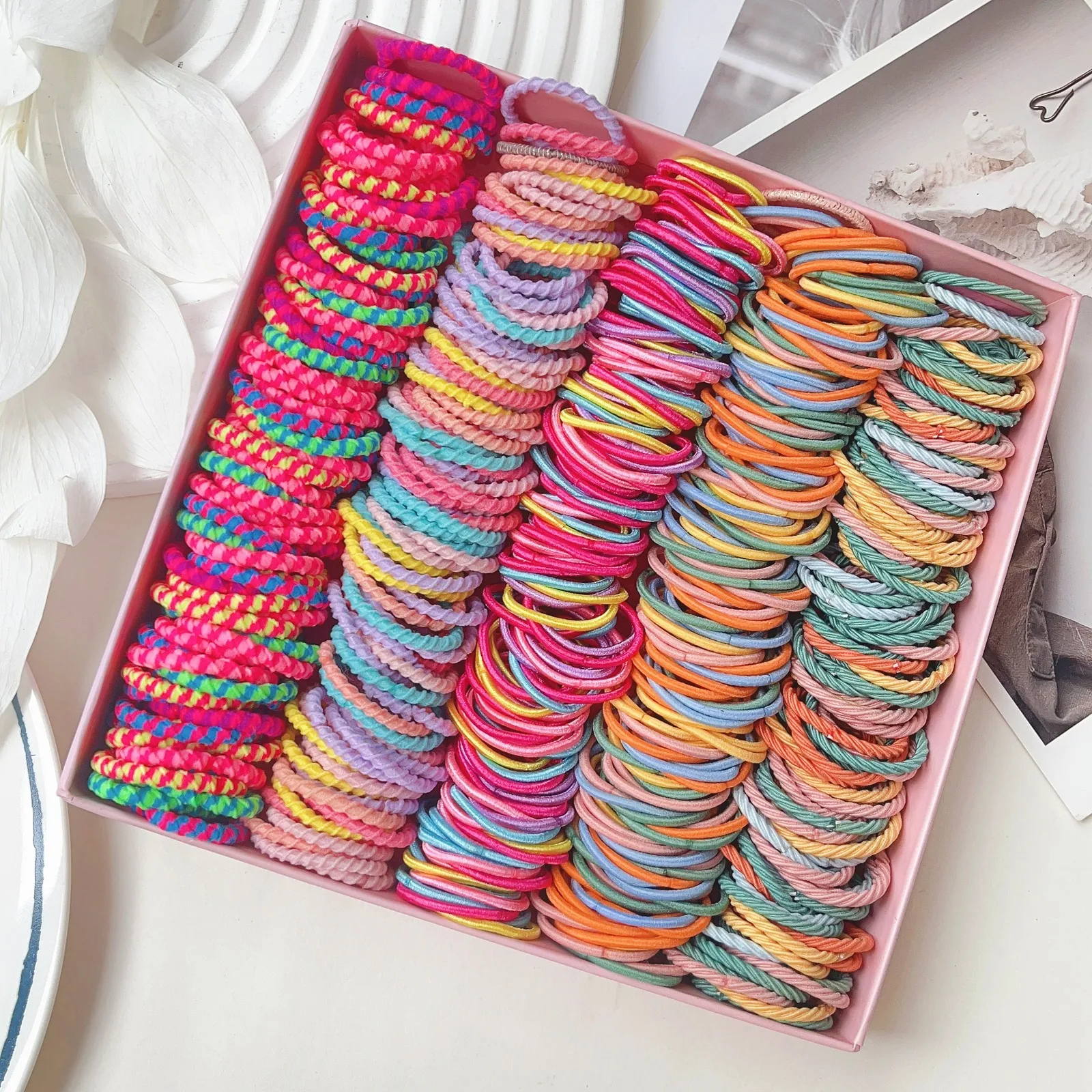 New 100pcs/lot Hair bands Girl Candy Color Elastic Rubber Band Hair band Child Baby Headband Scrunchie Hair Accessories for hair