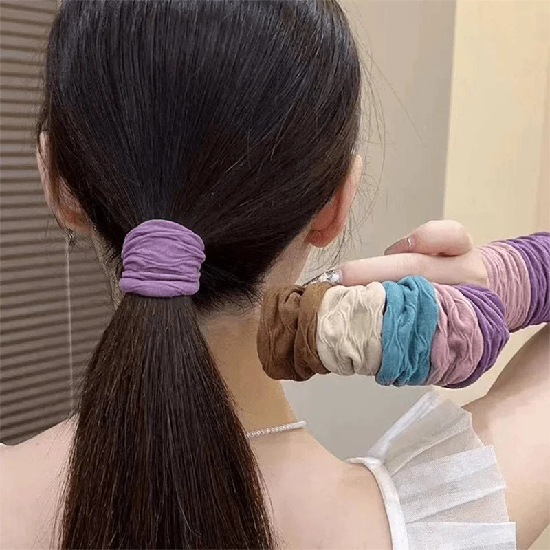 Durable ultra-wide seamless head rope versatile high ponytail mask hair ring high elastic rubber band women's hair rope
