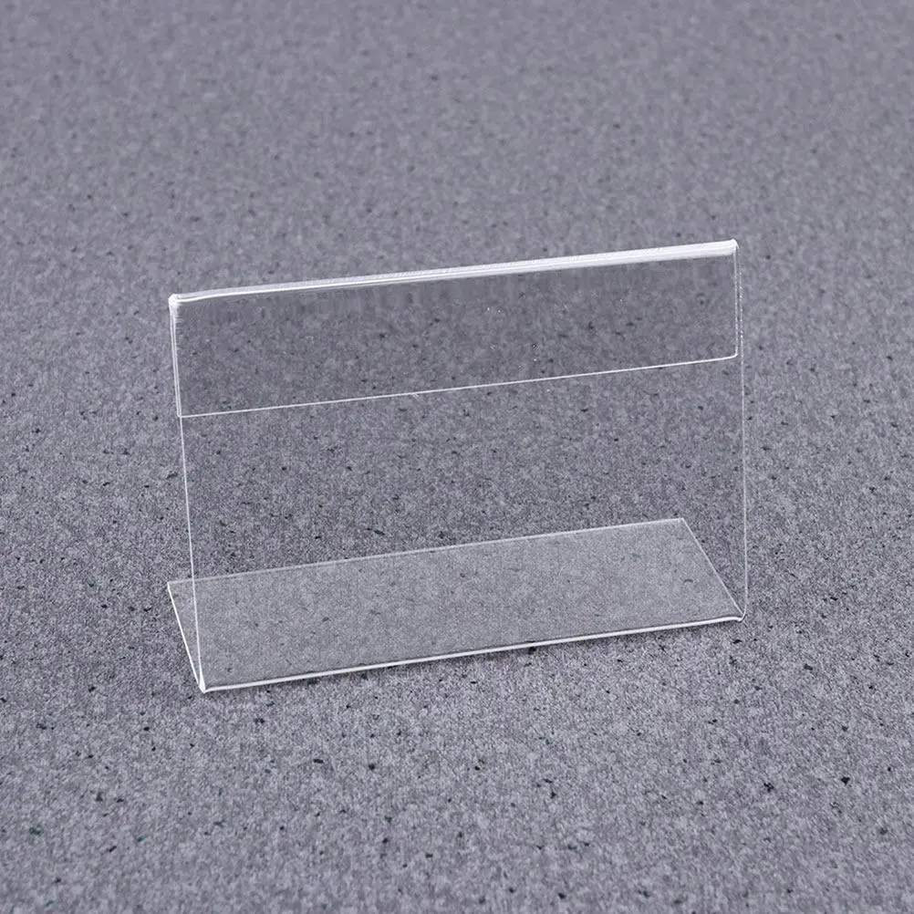 50Pcs Acrylic Display Stand L Shape Mini Clear Horizontal Sign Holder Name Card Tag Label Countertop Desk Retail Office Event