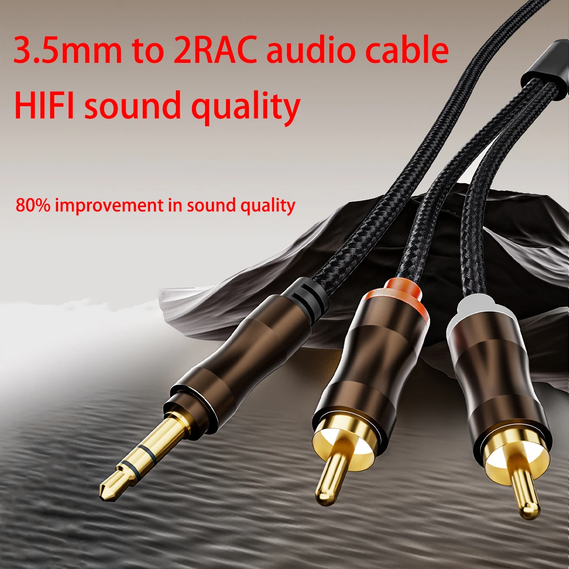 

Dual Shielded RCA Splitter Cable: 3.5mm to 2RCA - Studio Recording, Zero Noise, Coffee/Black