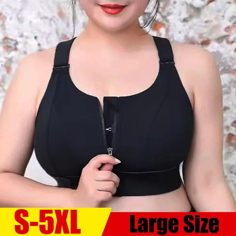 

Cloud Hide Shockproof Sports Bra Women Yoga Top Push Up Gym Vest Front Zipper Underwear for Big LADY Plus Size S-5XL Sportswear