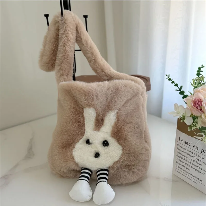 Damen-Umhängetasche aus Kunstfell, weicher Plüsch, Damen-Tragetasche, flauschige Umhängetasche, Designer-Damen, Reisen, Einkaufen