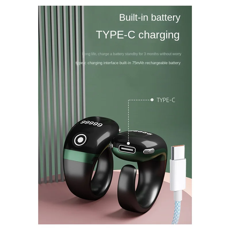 عداد الإصبع الإلكتروني A32T-S7pro مع شاشة OLED عداد حلقي من النوع C للتحكم في تطبيق بلوتوث 0-99999