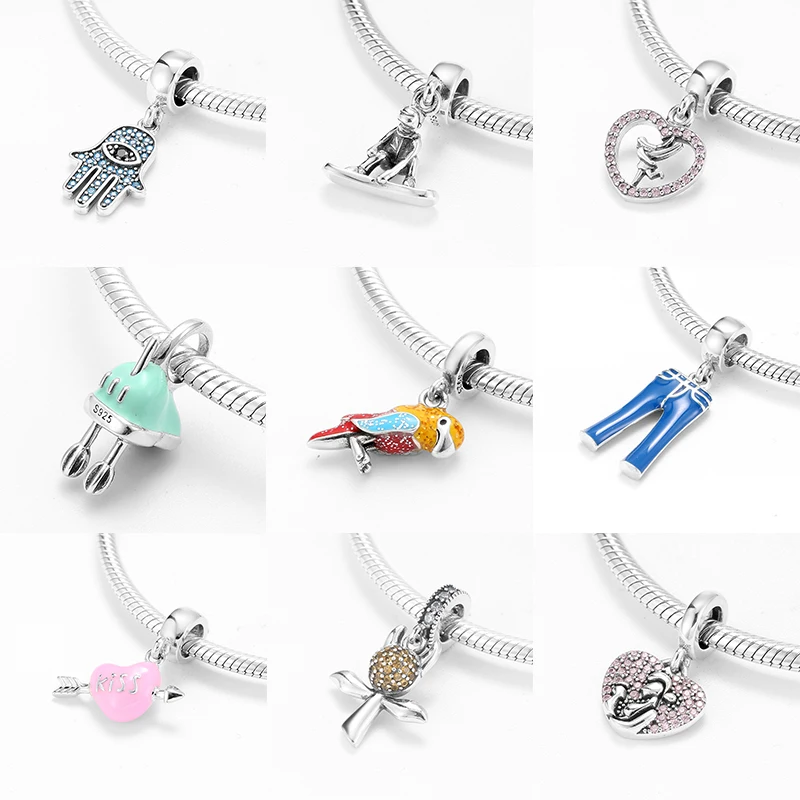 

100% Authentic 925 Sterling Silver Animals and kitchenware pendants Beads Fit Original European Charm Bracelet Jewelry making