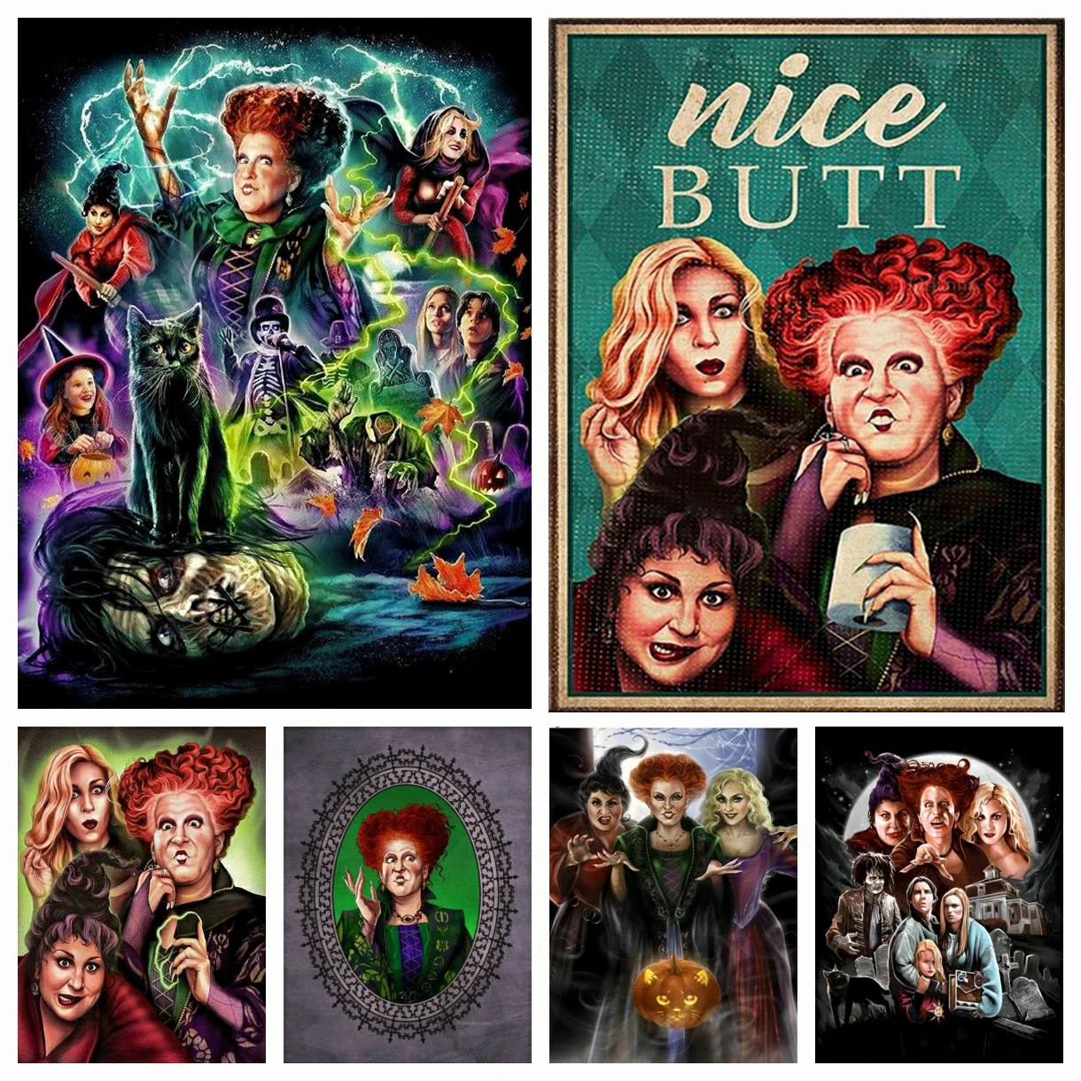 Hocus Pocus DIY Diamond Painting Mosaic Sanderson Sisters Halloween Horror Witch Cross Stitch Embroidery Rhinestones Home Decor