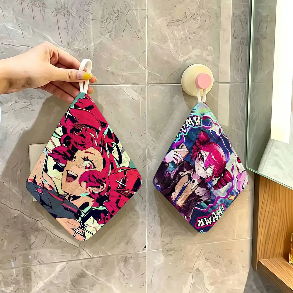 Vocaloid Kasane Teto Cute Polyester Cotton Hand Wiping Towel, Anti-shrink Hanging Kitchen Cloth for Household Cleaning