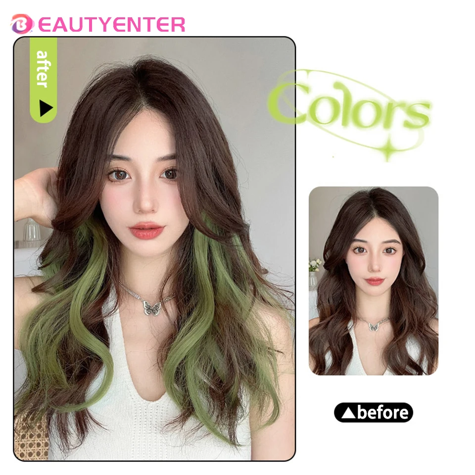 One-piece color highlights of curly hair hanging ear hair wig piece female long hair simulation invisible hair extension