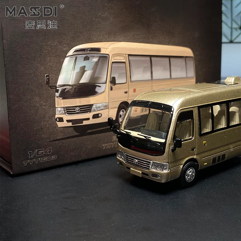 Masdi 1:64 2013 تويوتا كوستر سبائك الذهب نموذج مصغر سيارة مخصصة للأطفال لعبة تحصيل حلية محاكاة اللعب السيارة #4