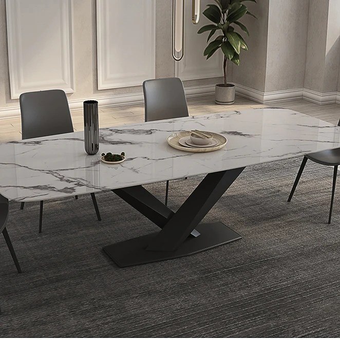 Kitchen Dining Table Set With 8 Chair Modern Square Tables Dining Room Furniture Marble Top