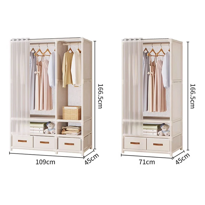 Wardrobe Household bedroom  simple economical cabinet dustproof storage shelf Rental room wardrobe Coat Rack Cloth Hanger Rack