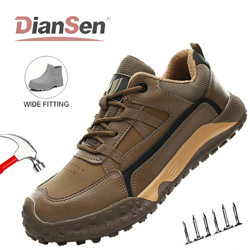 

Mens Work Safety Boots Steel Toe Shoes Anti-smash Work Shoes Lightweight Breathable Sneakers Leather Shoes Industrial Shoes