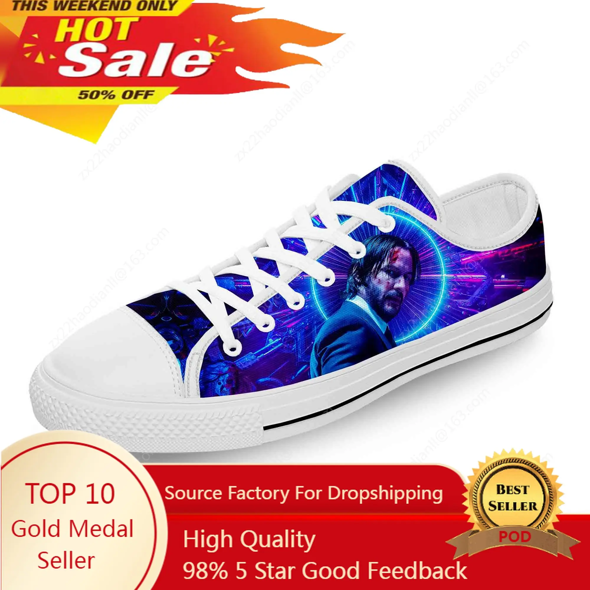 

Movie star Keanu Reeves Hot Cool White Cloth Fashion 3D Print Low Top Canvas Shoes Men Women Lightweight Breathable Sneakers