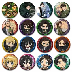 Anime Attack on Titan Erwin Armin Levi Eren Lapel Pins Creative Tinplate Round Brooch DIY Men Women Backpack Jewelry Accessories