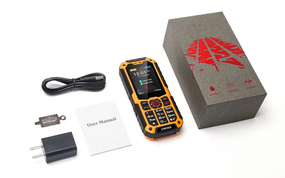 UNIWA S9 4G Feature Phone 2.4Inch Screen IP68 Waterproof Big Loudspeaker Large Buttons LED Light 3000mAh Mobile Phone