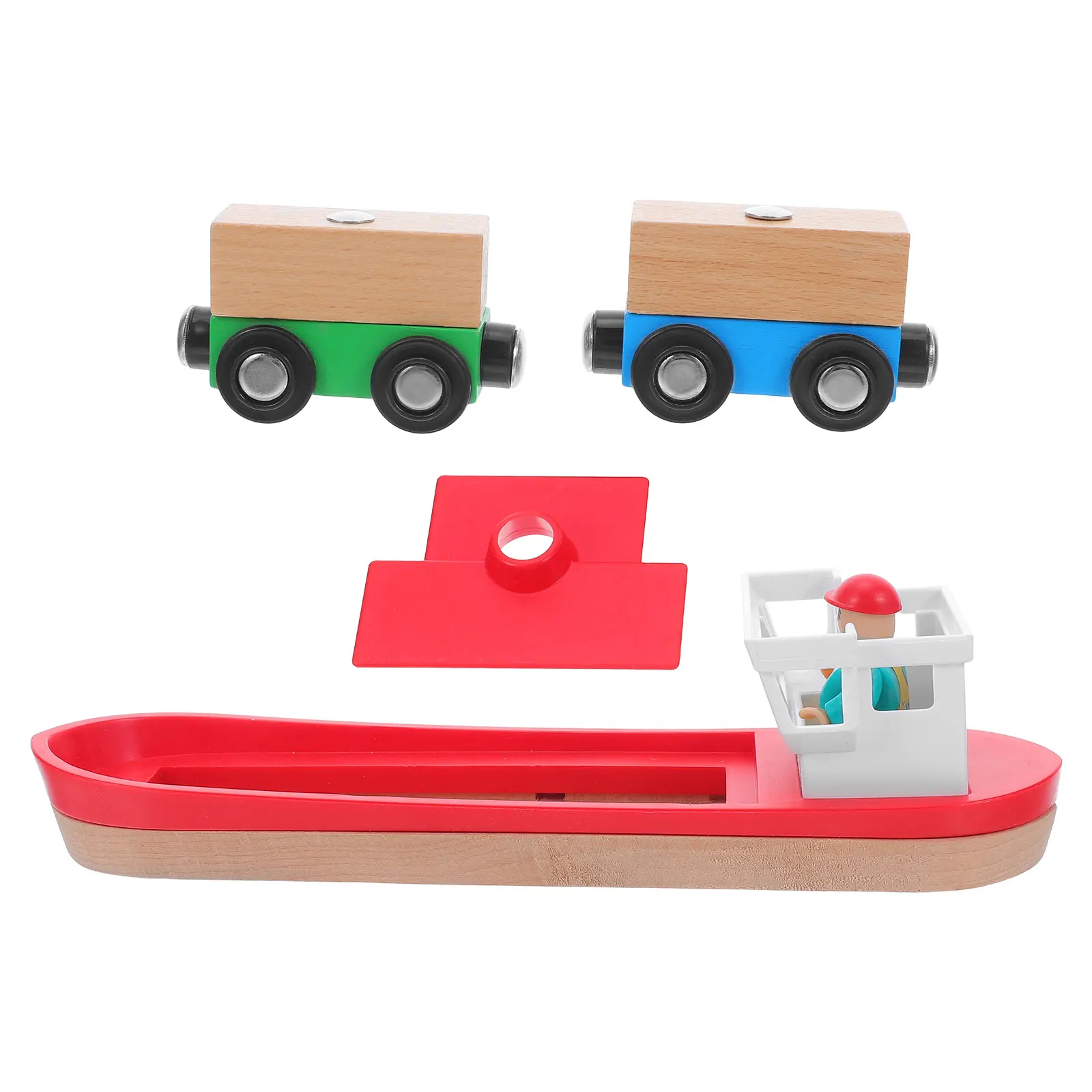 

Sturdy Wooden Ship Train Layout Easy Assembly Parent Child Bonding Activity Wooden Train Scene Boat Kit Non Remote Control Toys