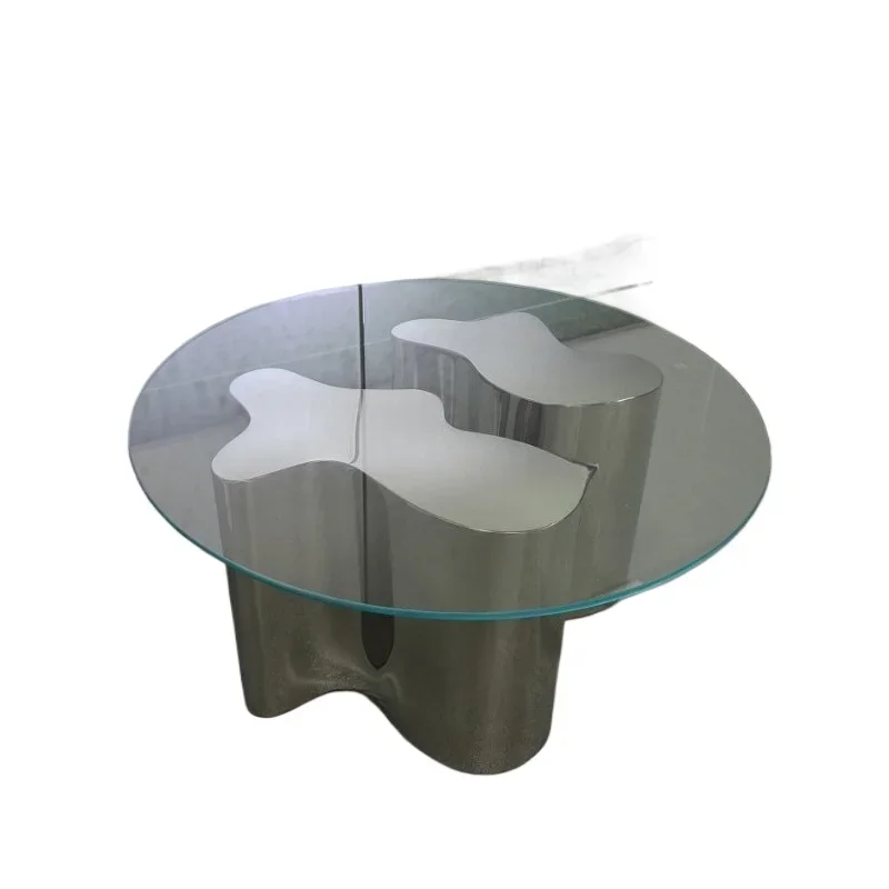 

Modern simple light luxury stainless steel living room coffee table soft decoration design living room household