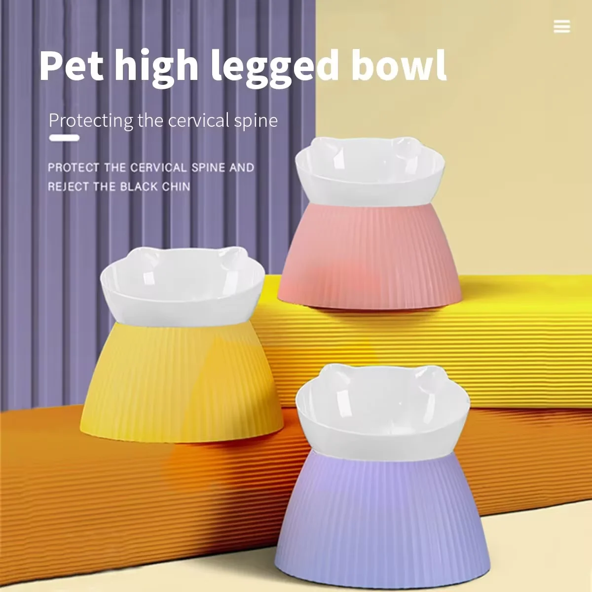 

1pc Elevated Cat Bowls with Raised Stand,15 Tilted Cat Design Neck Guard Stand Pet Food Water Feeder Bowl for Cats Or Small Dogs