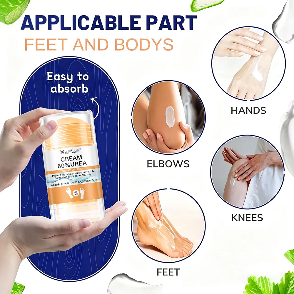 SUYARUN 60% Urea Foot Cream Stick - Moisturizing & Exfoliating, Cracked Heel Repair, Deep Hydration for Dry Feet, Long Protect. view 3