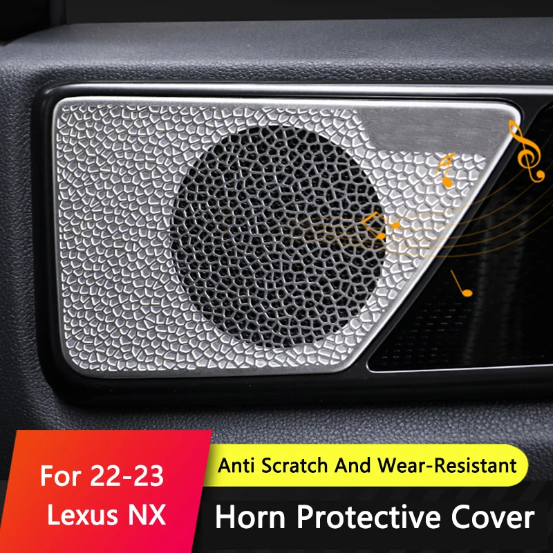 QHCP Car Door Sound Frame Decorative Patch Modification Wear-resistant Horn Protective Cover Anti-scratch For Lexus 2022-2023 NX